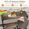 Spacious 47.5" gray dining table with two bar stools, waterproof surface, ideal for meals and game nights.