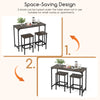 Counter-height dining table with 2 bar stools, gray finish, space-saving design for small rooms or apartments.