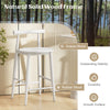 Counter height bar chair in white with acacia wood frame, rubber wood footrest, ideal for dining and coffee shops.