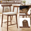 Counter height bar stool in walnut with curved back, solid rubber wood, and anti-slip foot pads for kitchen islands.