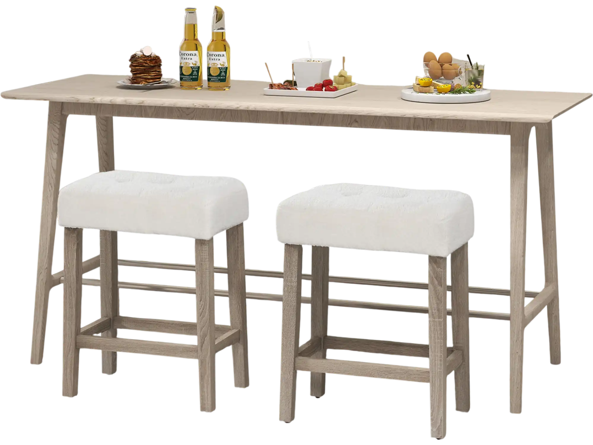 Costway Modern Counter Height Bar Stools Set of 2 White Gray 79561824 New