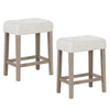 Set of 2 modern counter height bar stools with rubber wood legs and plush sherpa fabric, perfect for kitchen or dining.
