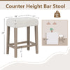 Counter height bar stool with rubber wood legs and plush sherpa fabric, ideal for kitchen or dining room use.