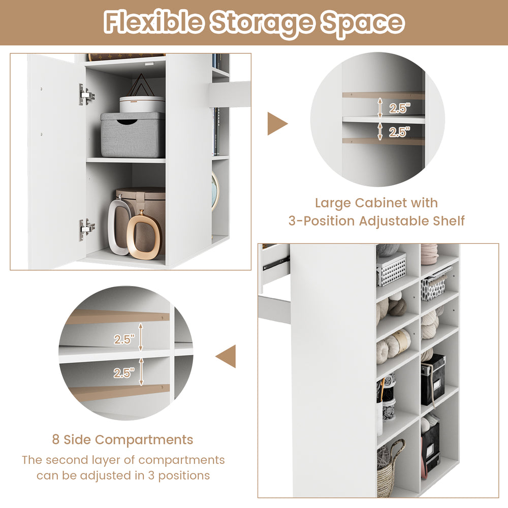 Costway Sewing Craft Table Desk with Adjustable Shelves and Drawer New