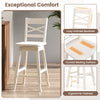 Swivel 24-inch counter height stool set of 2 in cream with inclined backrest and ergonomic footrest for kitchen use.