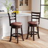 Counter Height Swivel Barstools Set of 2 with Faux Leather Seat and Wrap-around Footrest-24 - Gallery View 1 of 10