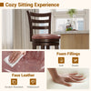 Counter height swivel barstool with faux leather seat, curved backrest, and wrap-around footrest for kitchen islands.