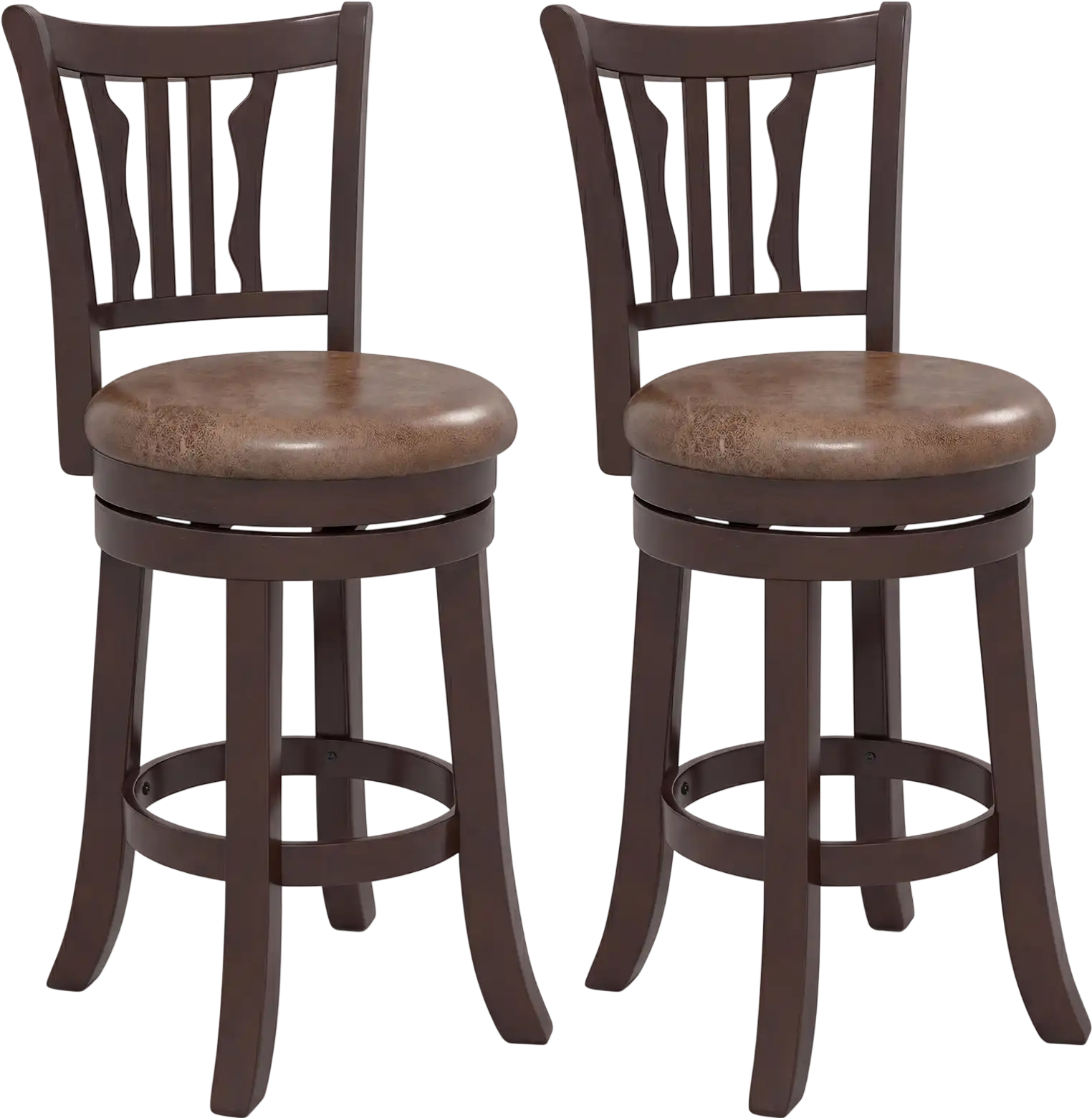 Costway Counter Height Swivel Bar Stools Set of 2 with Back Solid Rubber Frame 26952318 New