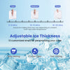 Adjustable ice thickness levels shown on the countertop ice maker, featuring 13 settings for personalized ice cubes.