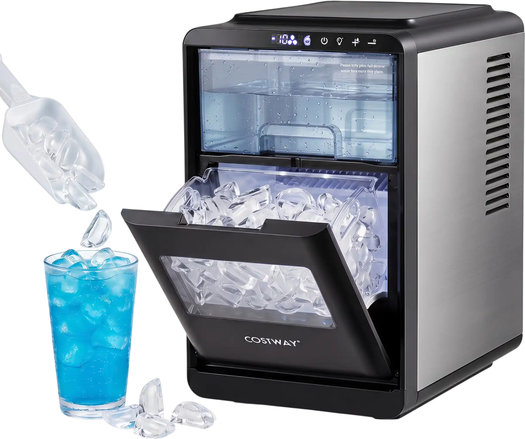 Costway Countertop Crescent Ice Maker 26 lbs/24H 16 Cubes 43035882 New