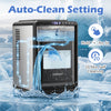 Crescent ice maker in black produces 26 lbs of clear ice daily with a 20-minute self-cleaning feature for easy maintenance.