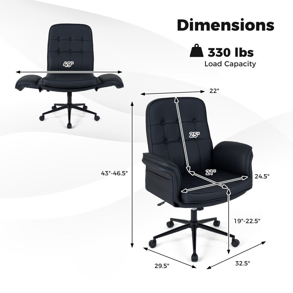 Criss Cross Chair Adjustable Swivel Vanity Chair with 5-Position Armrests - Gallery View 5 of 11