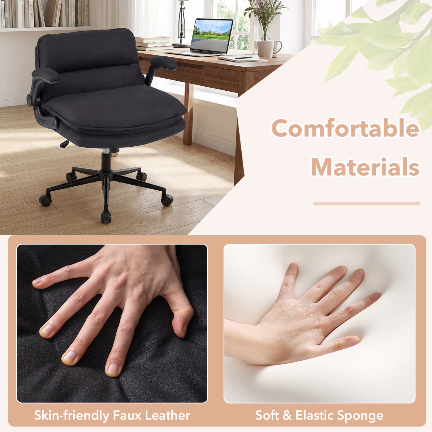 Costway Criss Cross Office Chair w/ Wheels Flip-Up Arms