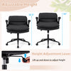 Adjustable height Criss Cross chair in gray with flip-up arms, featuring a padded seat and smooth faux leather cover.