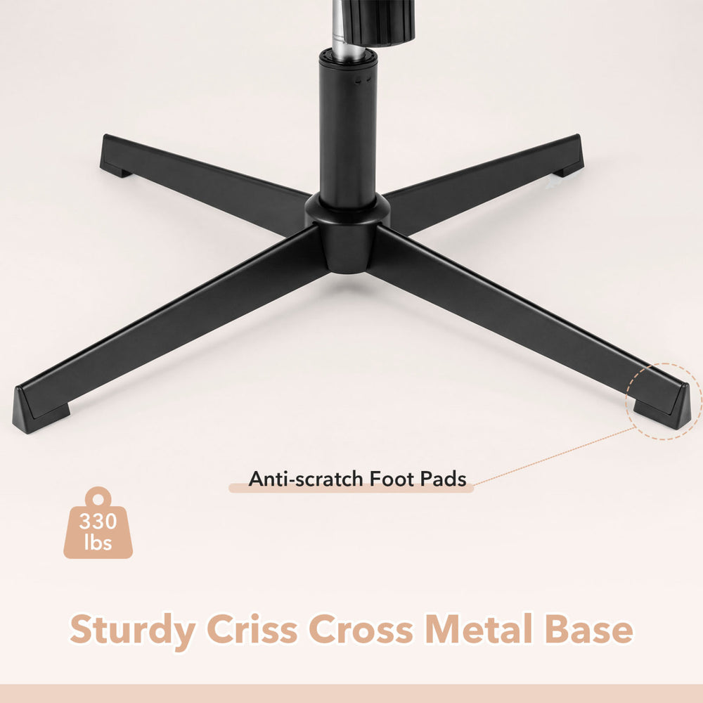 Sturdy criss cross metal base with anti-scratch foot pads for the ergonomic beige office chair, supporting up to 330.