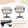 Criss Cross ergonomic office chair in beige with adjustable height and flip-up arms, showcasing seat height options.