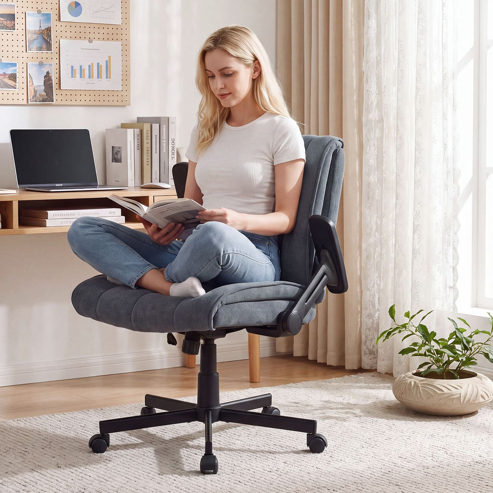 Criss Cross Home Office Chair with Airbag Lumbar Support-Gray - Gallery View 1 of 10