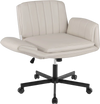 Beige Criss Cross office chair with adjustable arms, 360° swivel, and cushioned support for versatile seating comfort.