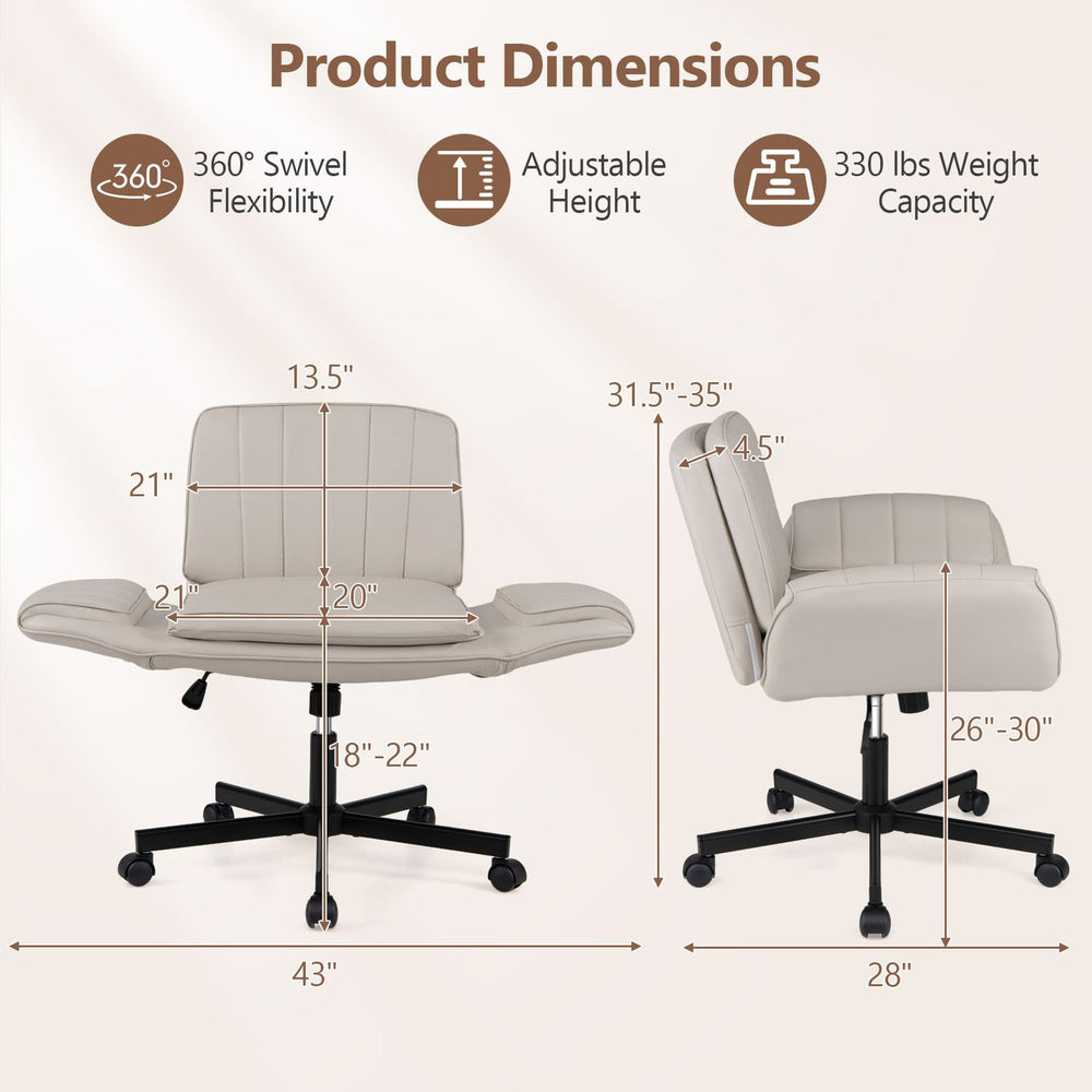 Beige Criss Cross Office Chair features 360° swivel, adjustable height, and 330 lbs weight capacity for versatile comfort.