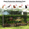 Large crop cage with tear-resistant mesh netting, 10 x 6.5 x 6.5 ft, protects plants from birds and small animals.