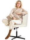 Cross-legged PU leather office chair with oversized U-shaped seat, perfect for home office comfort and style.