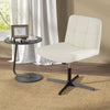 Beige PU leather upholstered office chair with oversized U-shaped seat, swivel function, and height adjustment for home.