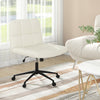 Height-adjustable armless desk chair in beige with a supportive U-shaped cushion, ideal for home office use.