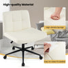 Beige height-adjustable armless desk chair with wheels, featuring easy-to-clean PU leather and ergonomic design for.