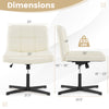 Beige PU leather upholstered office chair with oversized U-shaped seat, height adjustable, and cross-legged metal base.