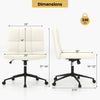 Height-adjustable armless desk chair in beige with a U-shaped cushion, 360° swivel, and smooth-rolling casters.