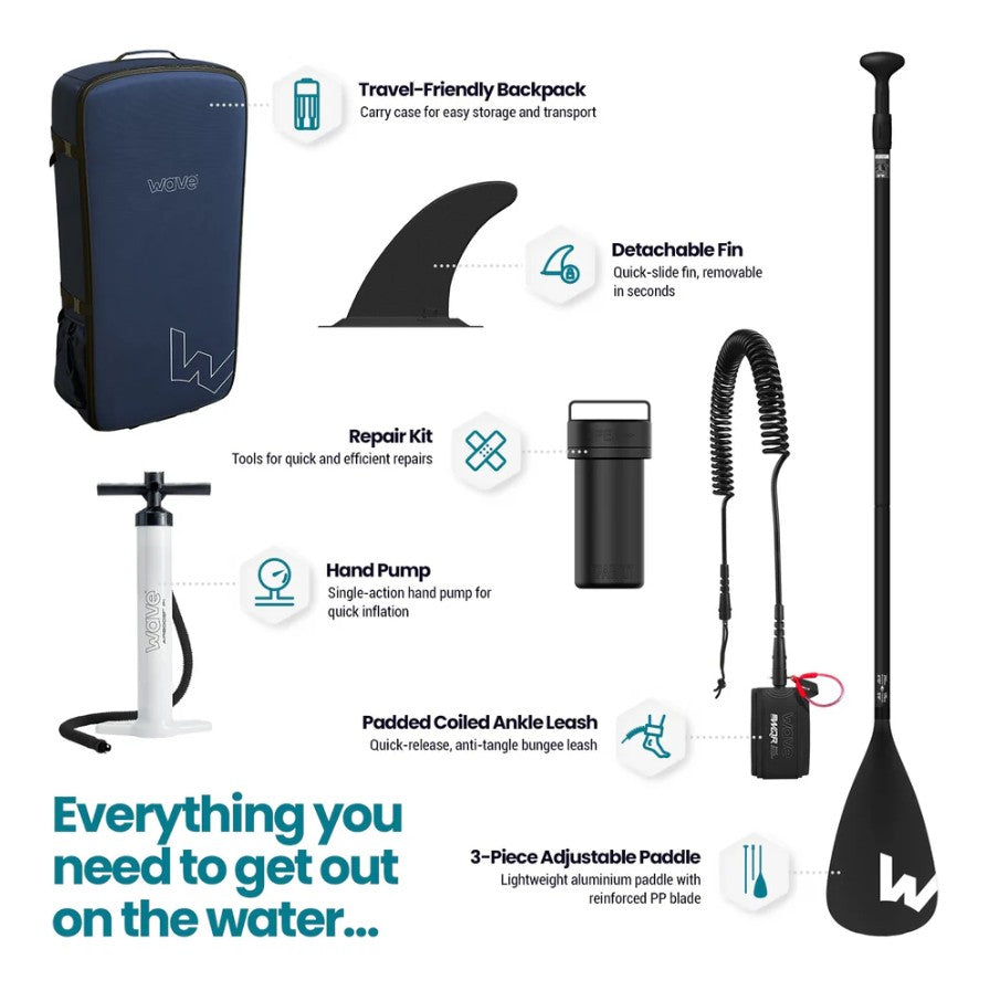 Wave Cruiser 2.0 Inflatable Paddle Board 10'9" Stable Durable and Beginner-Friendly New