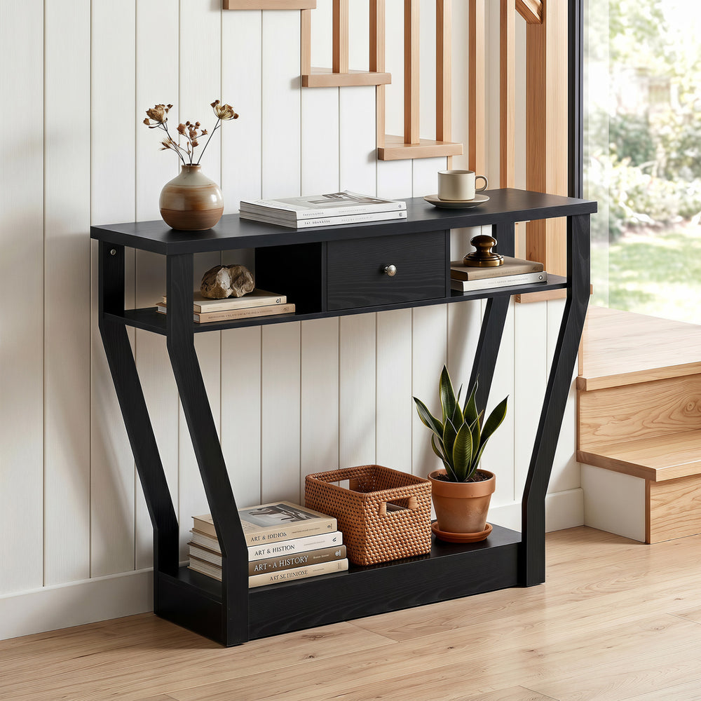 Curved Frame Modern Console Table with Storage Drawer for Entryway - Gallery View 1 of 10