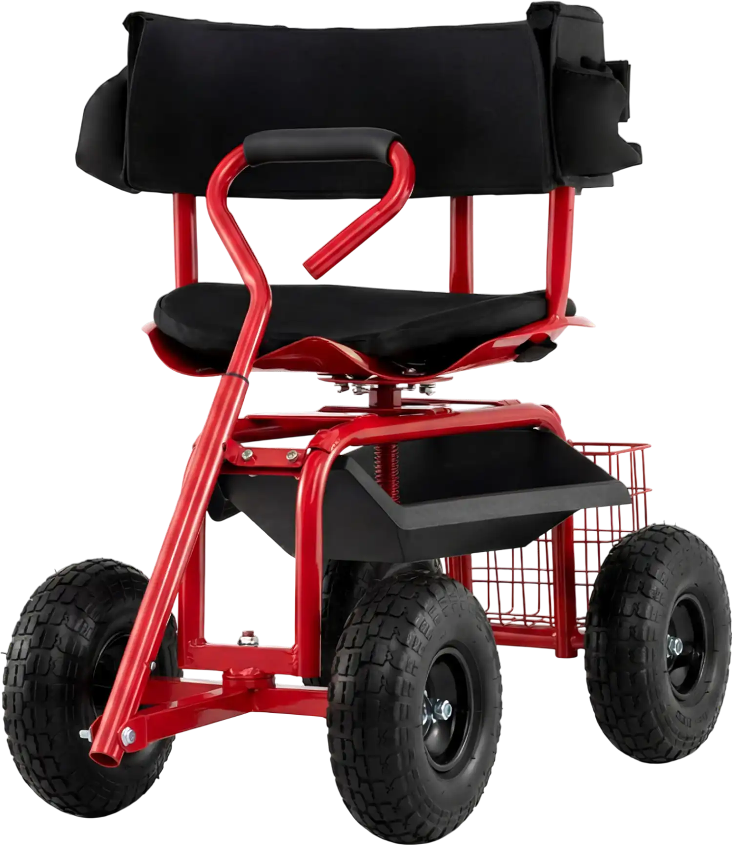 Costway Cushioned Rolling Garden Cart Scooter w/ Storage Basket Tool Pouch 32986745 New