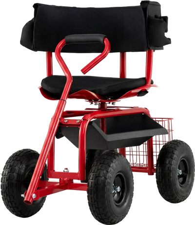 Costway Cushioned Rolling Garden Cart Scooter w/ Storage Basket Tool Pouch 32986745 New