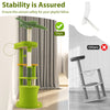 Multi-level green cat tree with raised perch, spacious condo, and sisal scratching posts for playful adult cats.