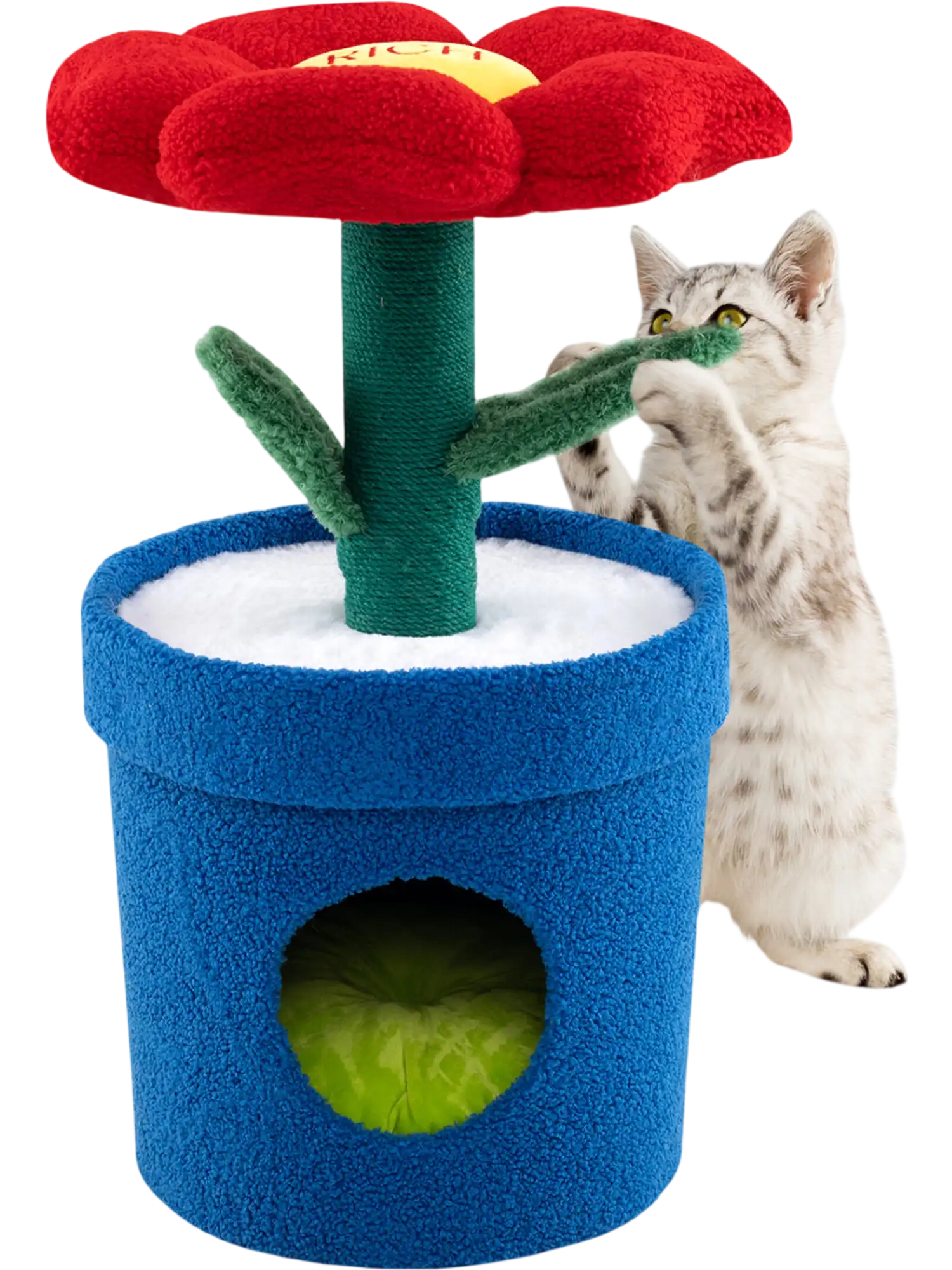 Costway Cute Flower Padded Perch Cat Tree for Indoor Cats 24598719 New