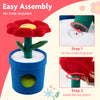 Cute cat tree featuring a flower padded perch, soft fiberfill, and a planter-shaped condo for indoor cats.
