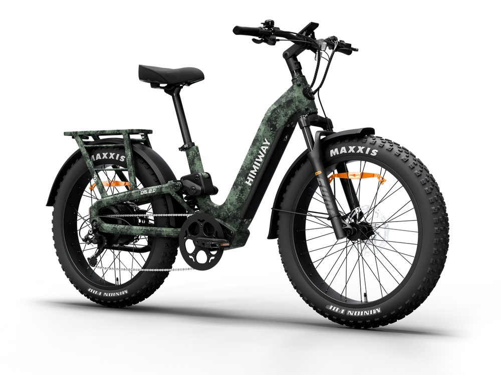 Himiway D5 2.0 Camo Electric Bike 70 Mile Range 28 MPH Step Thru 48V 750W New