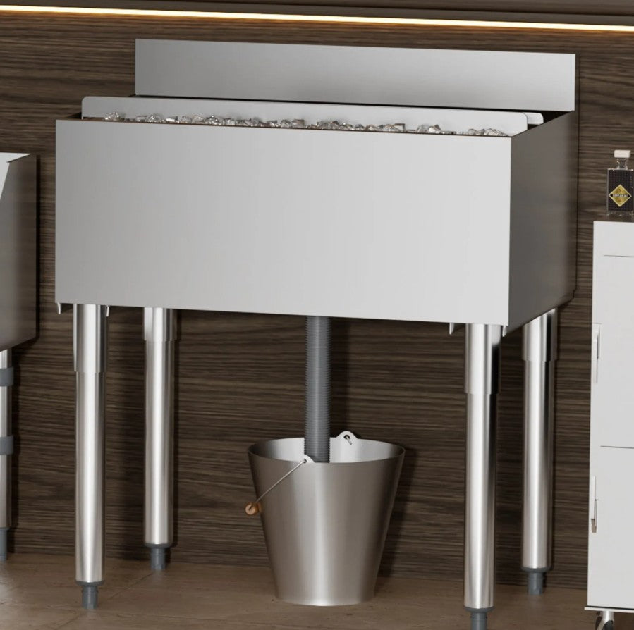Vevor Commercial Underbar Ice Bin 20.7 Gal Stainless Steel with Sliding Lid and Bottle Holders New