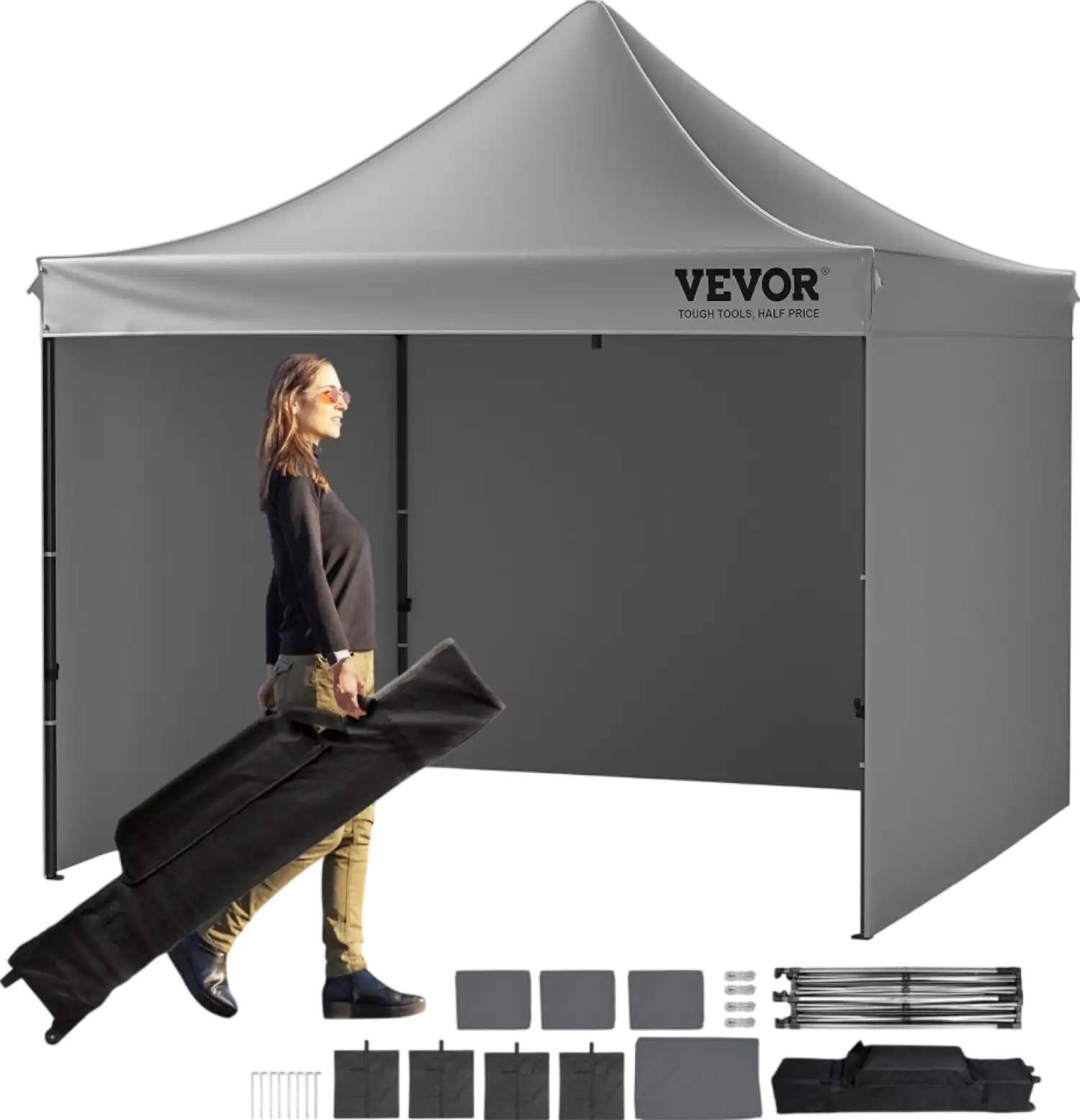 VEVOR 10x10 ft Pop up Canopy with Removable Sidewalls Instant Canopies Portable Gazebo & Wheeled Bag UV Resistant Waterproof Enclosed Canopy Tent