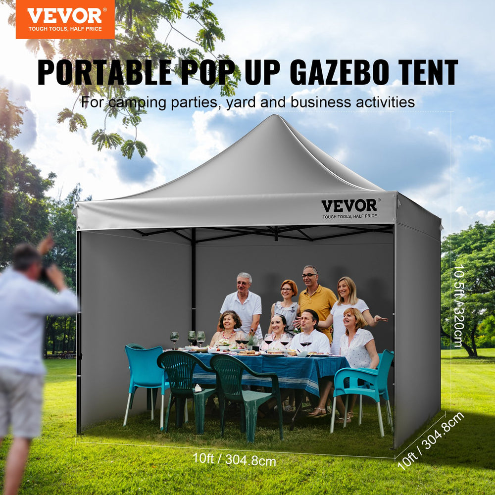 Vevor Pop-Up Canopy Gazebo Tent 10' x 10' Removable Sidewall with Bag UV Resistant Waterproof New