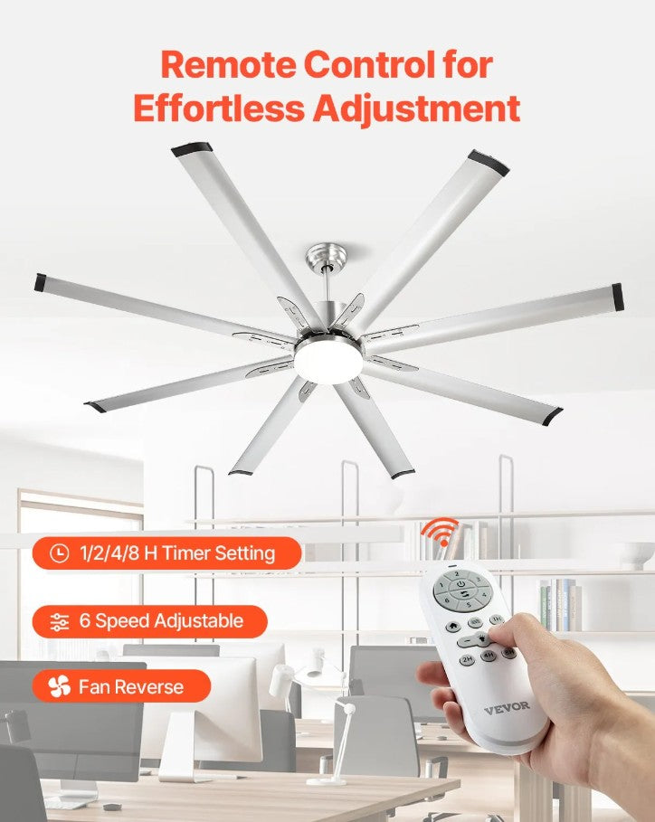 Vevor Ceiling Fan 72" with Light Remote 6-Speed DC Motor Reversible Indoor/Outdoor New