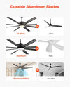 Vevor Ceiling Fan 84" with LED Light 6-Speed Remote Reversible DC Motor Indoor/Outdoor New