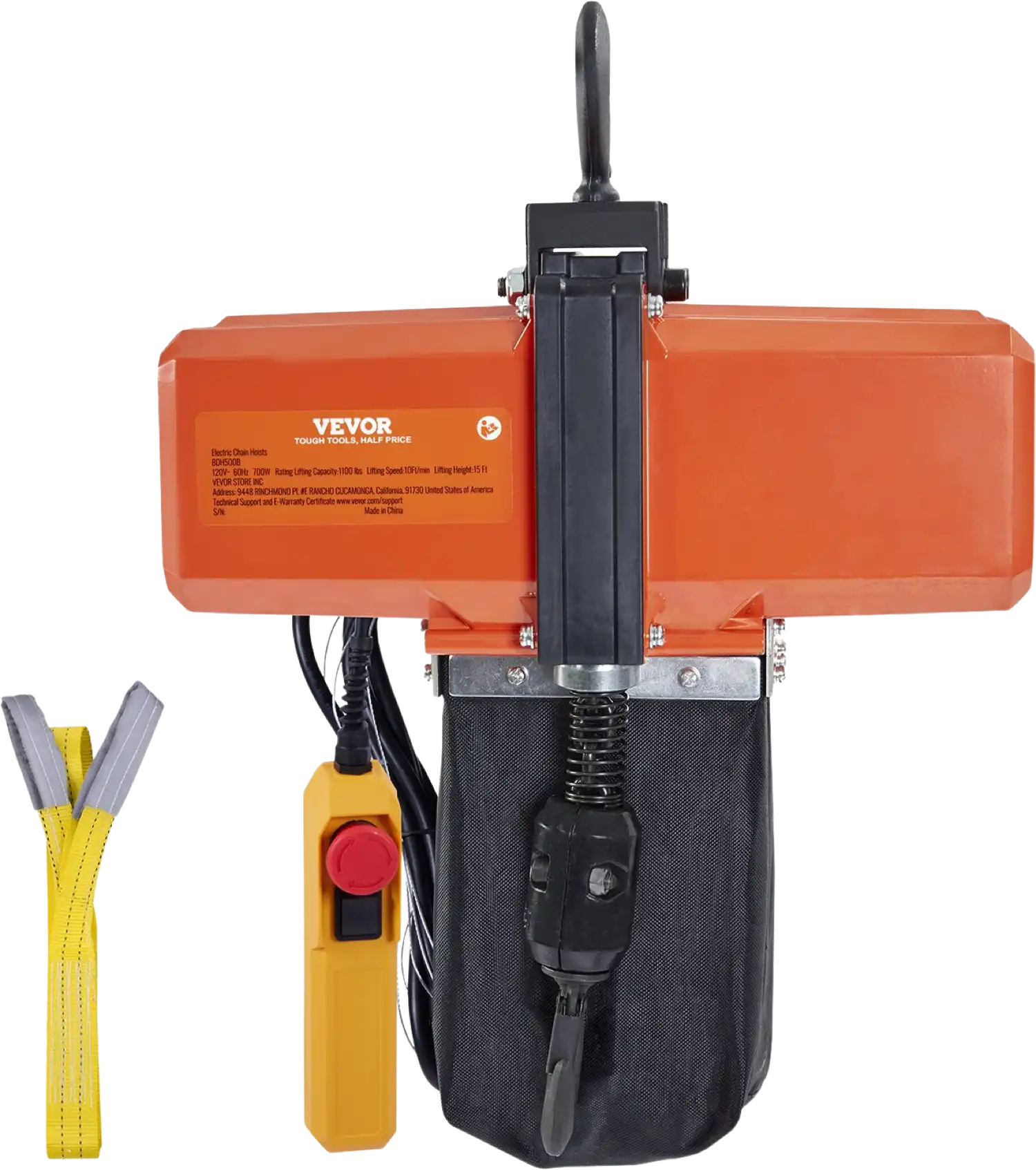 Vevor Electric Hoist 1100 lbs Capacity G100 Chain 15' Lift Height 120V Single Phase 10' Wired Remote New