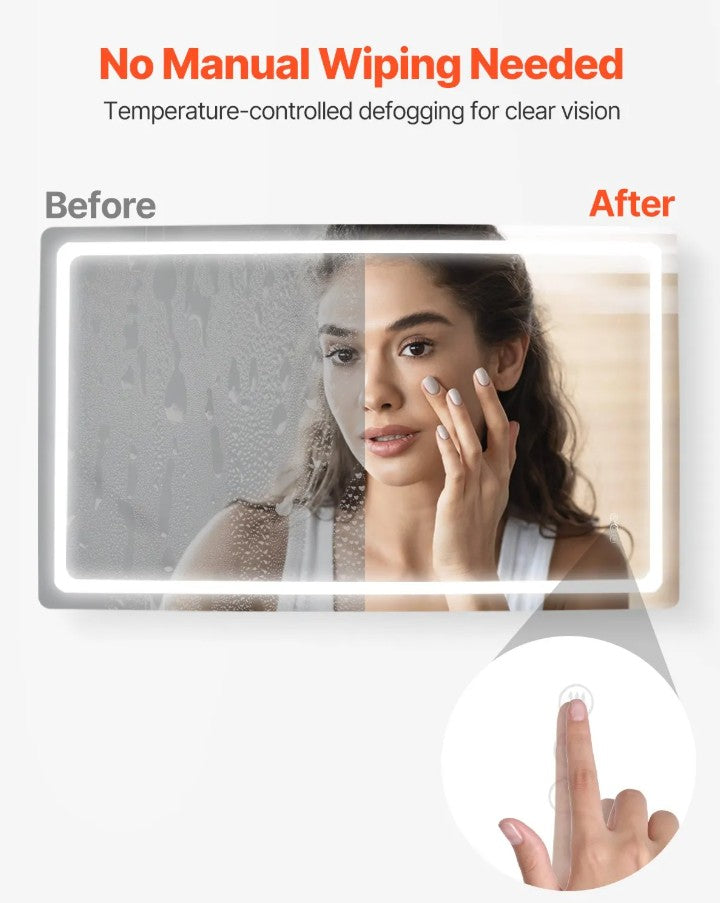 Vevor LED Bathroom Mirror 36" x 60" Anti-Fog and Dimmable Lighting New