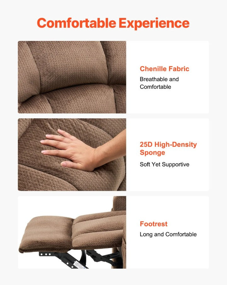 Vevor Power Lift Recliner Chair Dual Motor with Heat and Massage Suitable For 6'2" New