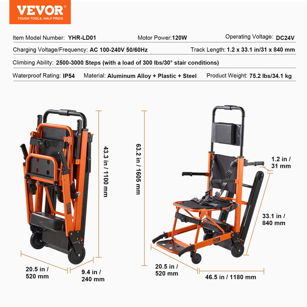 Vevor Electric Stair Chair 450 Load Capacity Foldable