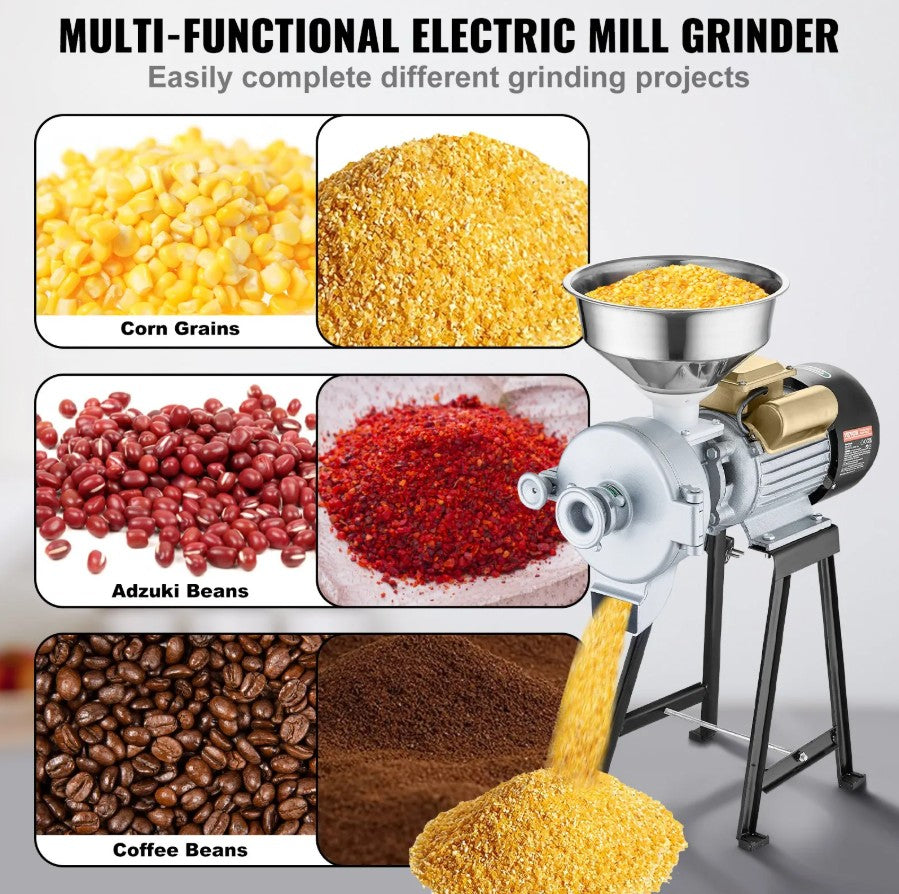 Vevor Electric Grain Grinder 3000W Wet and Dry Mill for Corn Wheat and Flour New