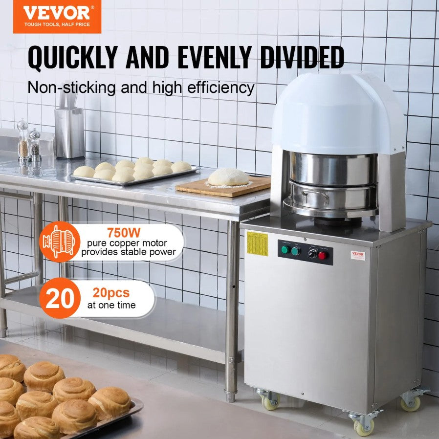 Vevor Electric Dough Divider 20 Equal Portions Automatic Press Cutter New