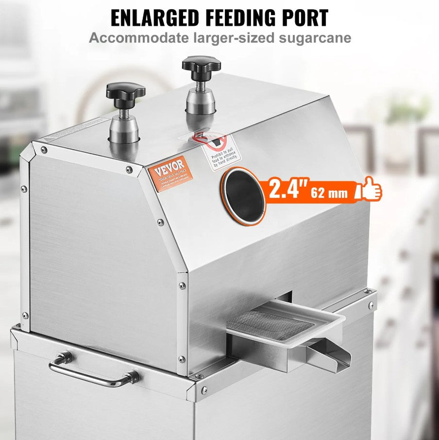 Vevor Electric Sugar Cane Juicer 750W 661 Lbs/H Output 3 Rollers Mobile Extractor New